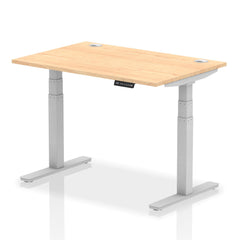 Dynamic Air 1200 x 800mm Height Adjustable Desk Maple Top Cable Ports Silver Leg HA01093 DD