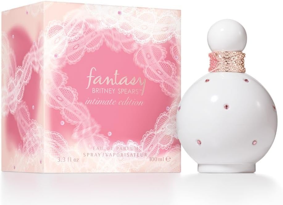 Affinity Britney Spears Fantasy Intimate Edition Eau de Parfum for Women in white bottle, featuring floral, amber, and gourmand notes.