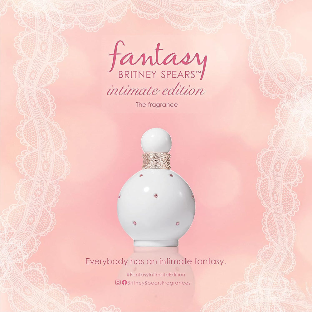 Affinity Britney Spears Fantasy Intimate Edition 100ml perfume for women in a white bottle with floral, amber, and gourmand notes of lychee, jasmine.