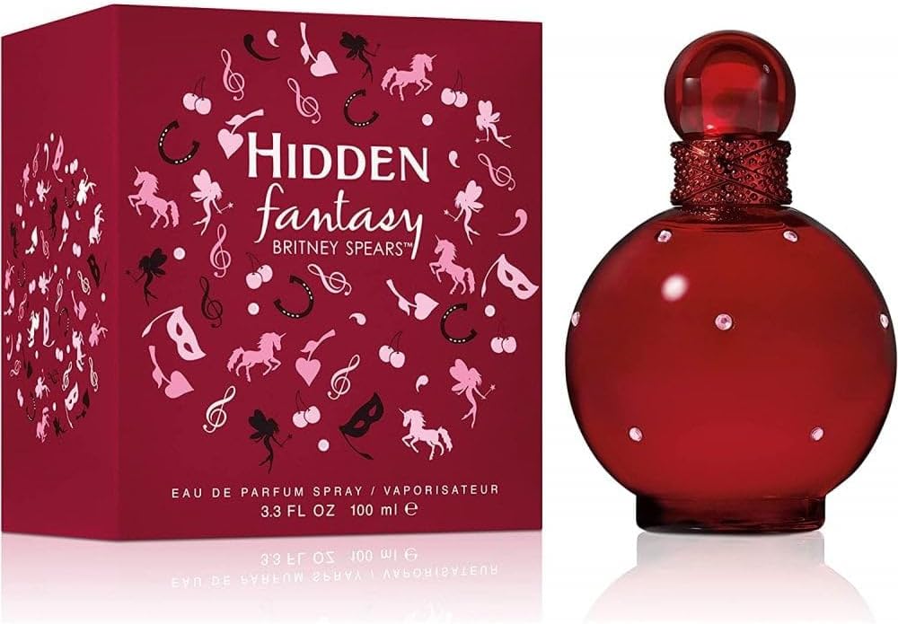 Affinity Britney Spears Hidden Fantasy Eau de Parfum 100ml bottle, floral and fruity fragrance, elegant packaging visible.