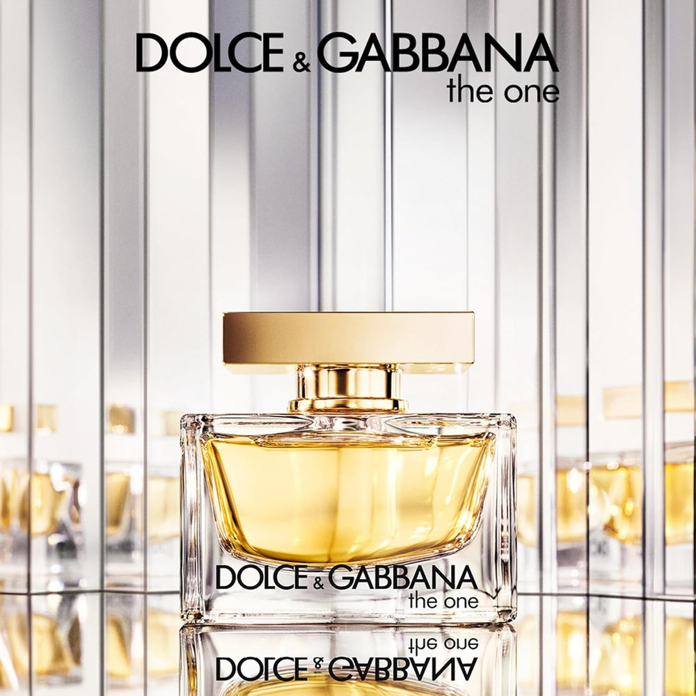 D&G THE ONE Eau de Parfum Spray 75ml, luxury fragrance for men and women, in a sleek bottle with elegant design.