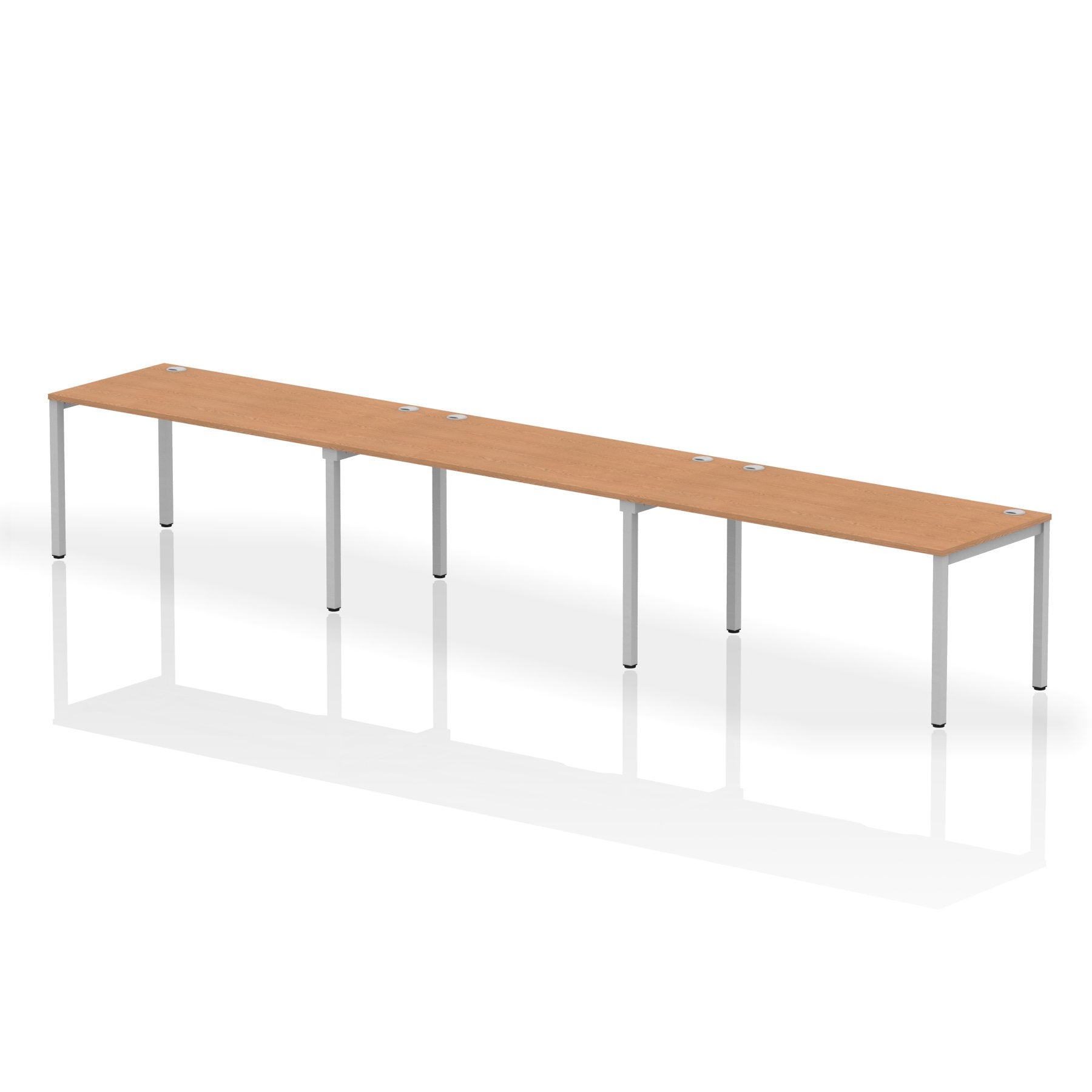 Impulse Single Row 3 Person Bench Desk W1600 x D800 x H730mm Oak Finish Silver Frame - IB00343 DD