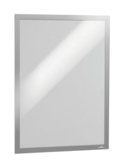 Durable DURAFRAME Self-Adhesive Sign & Document Holder with Magnetic Frame A3 Silver (Pack 2) - 487323