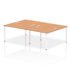 Impulse Back-to-Back 4 Person Bench Desk W1200 x D1600 x H730mm With Cable Ports Oak Finish White Frame - IB00145 DD
