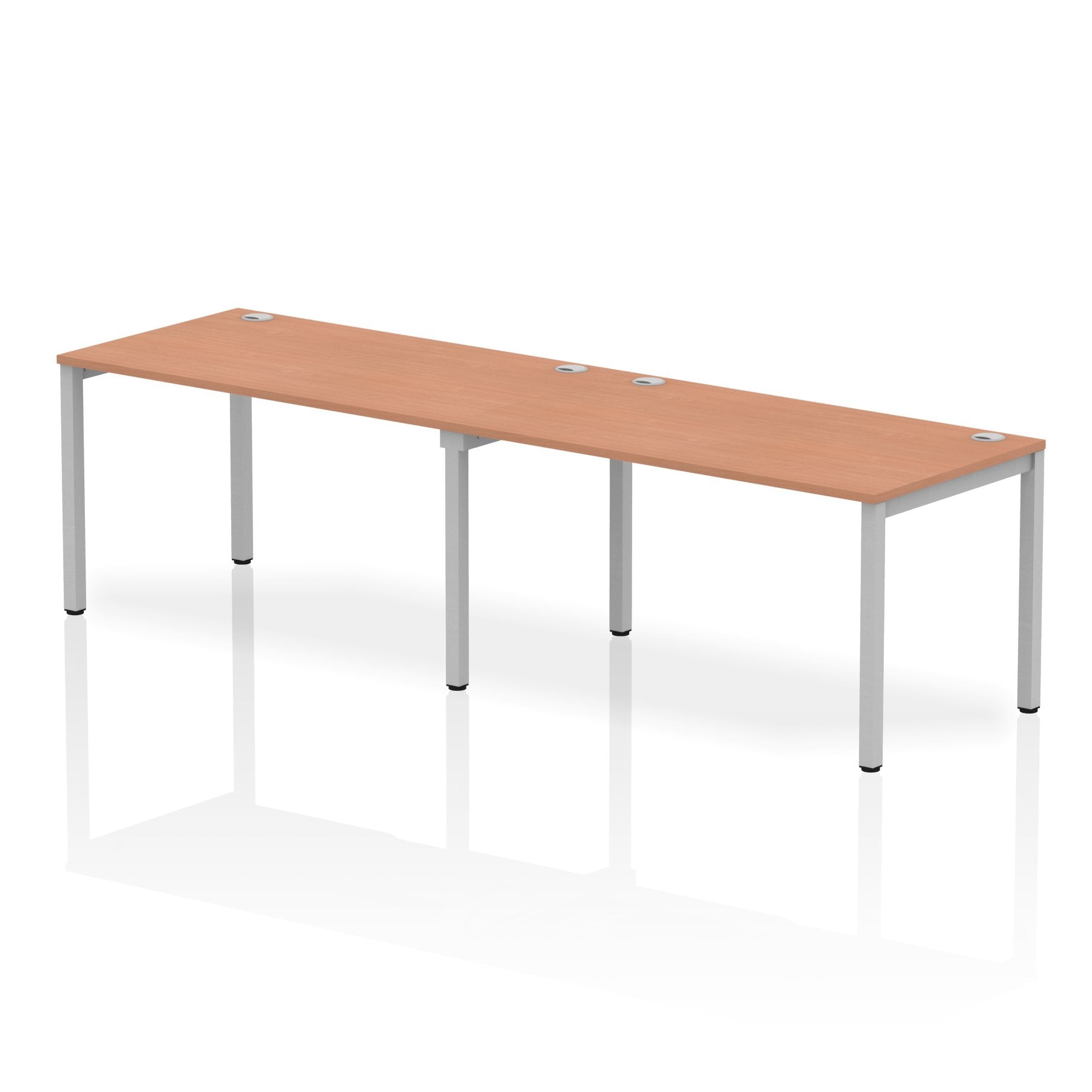 Impulse Single Row 2 Person Bench Desk W1400 x D800 x H730mm Beech Finish Silver Frame - IB00292 DD