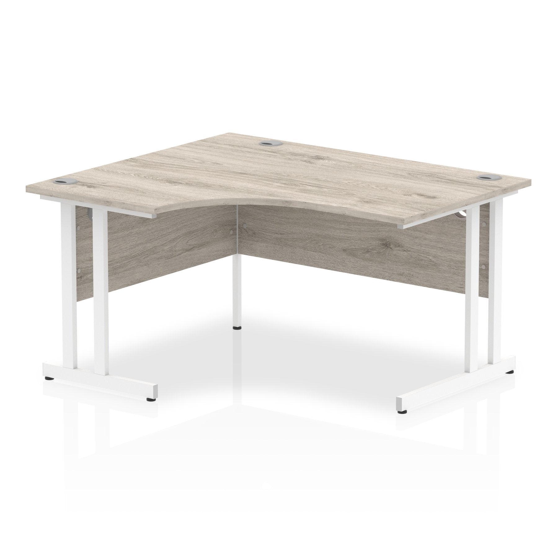 Impulse 1400mm Left Crescent Desk Grey Oak Top White Cantilever Leg I003831 DD