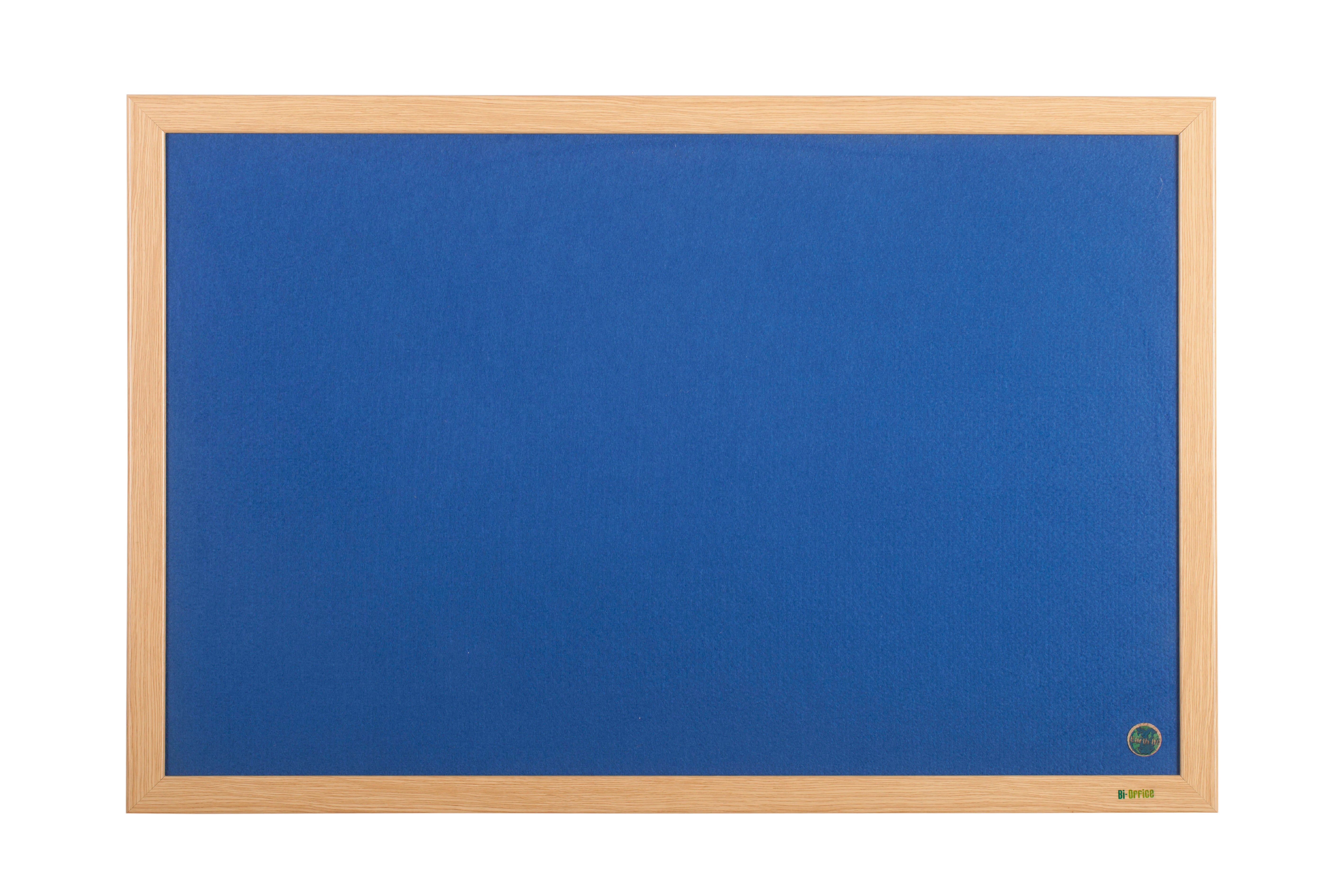 Bi-Office Earth-It Executive Blue Felt Noticeboard Oak Wood Frame 900x600mm - FB0743239 DD