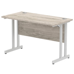 Impulse 1200 x 600mm Straight Desk Grey Oak Top Silver Cantilever Leg I003067 DD