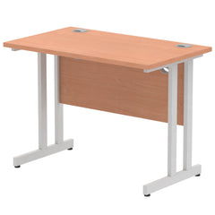 Impulse 1000 x 600mm Straight Desk Beech Top Silver Cantilever Leg MI001678 DD