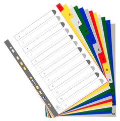 Exacompta Index 1-12 A4 120 Micron Polypropylene Bright Assorted Colours - 1512E