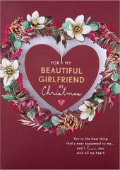 Hallmark Boxed Christmas Card for Girlfriend - Traditional Heart and Verse Design