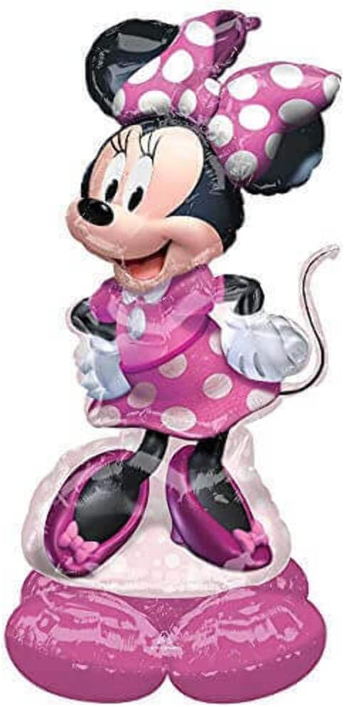 Large Anagram Minnie Mouse foil balloon featuring her face and "Forever" text, perfect for celebrations and parties.