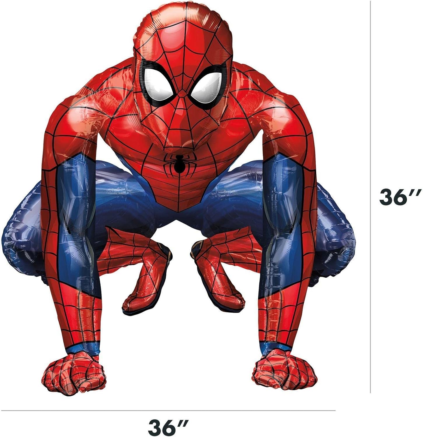 Anagram Spiderman animated foil balloon featuring Spiderman in action, vibrant colors, and comic-style design for celebrations.