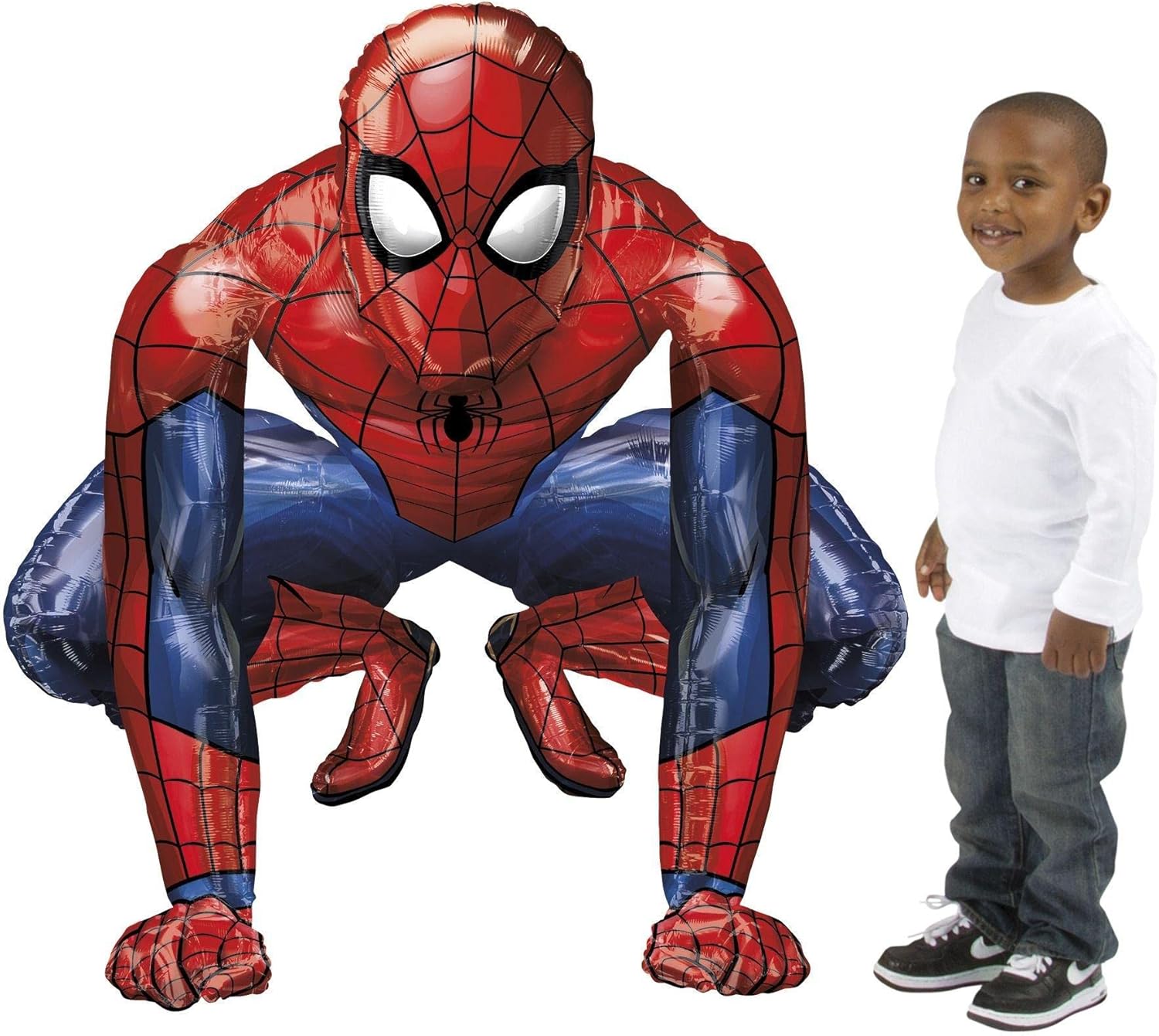 Anagram Spiderman animated foil balloon featuring Spiderman in action with vibrant colors and detailed superhero design.