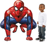 Anagram Spiderman animated foil balloon featuring Spiderman in a dynamic pose with colorful comic-style graphics.