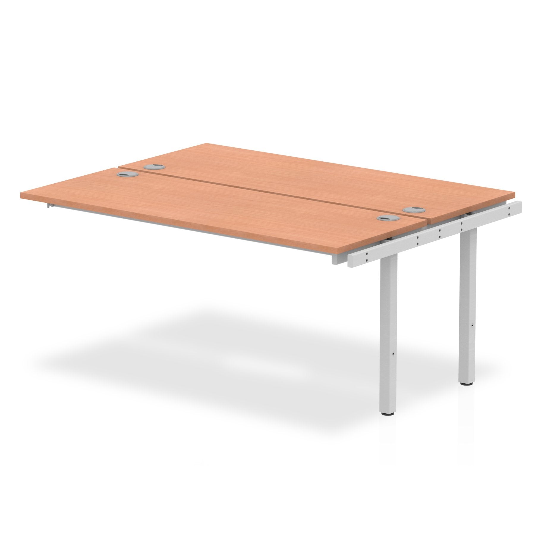 Impulse Back-to-Back Bench Desk Extension Kit W1600 x D1600 x H730mm Beech Finish Silver Frame - IB00232 DD