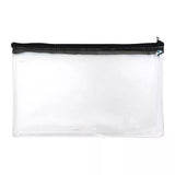 8x5" Flat Clear Exam Pencil Cases Black Coloured Zip