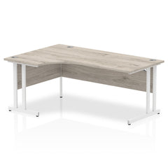 Impulse 1800mm Left Crescent Desk Grey Oak Top White Cantilever Leg I003528 DD