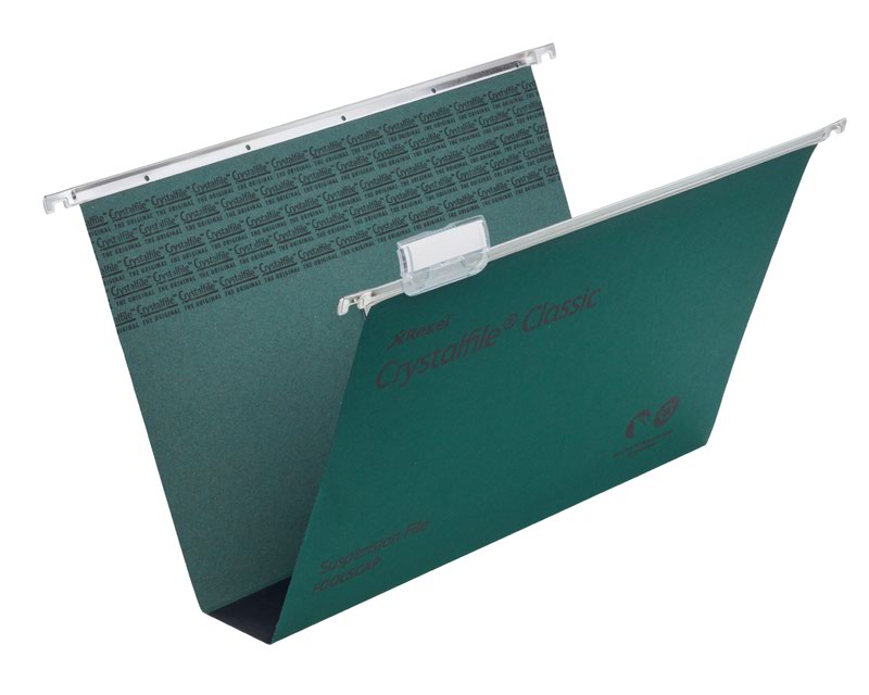 Rexel Crystalfile Classic Foolscap Suspension File Manilla 50mm Green (Pack 50) 71750