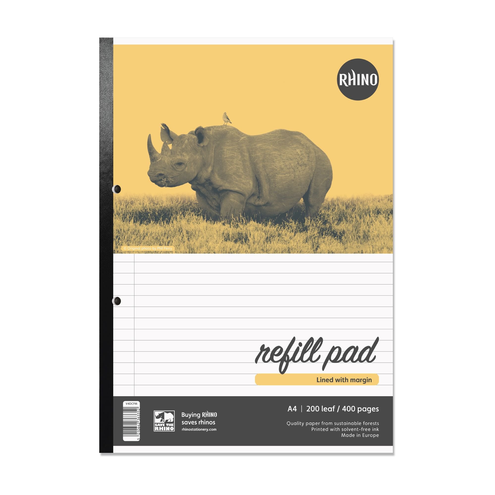 Rhino A4 Refill Pad 400 Page Feint Ruled 8mm With Margin (Pack 5) - V4DCFM-0 DD