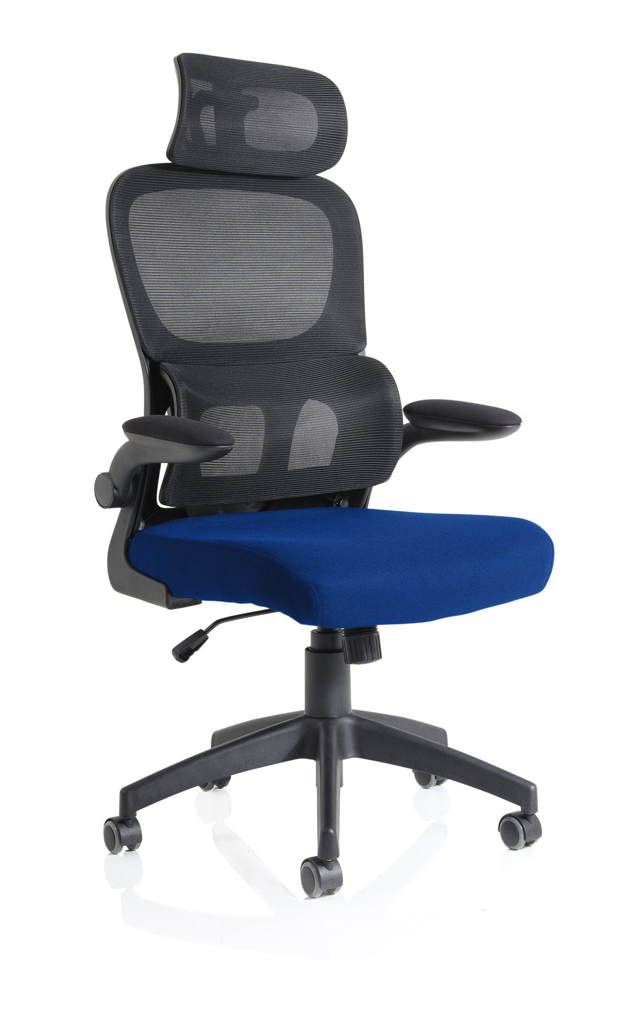 Iris Mesh Back Task Operator Office Chair Bespoke Stevia Blue Fabric Seat With Headrest - KCUP2034 DD