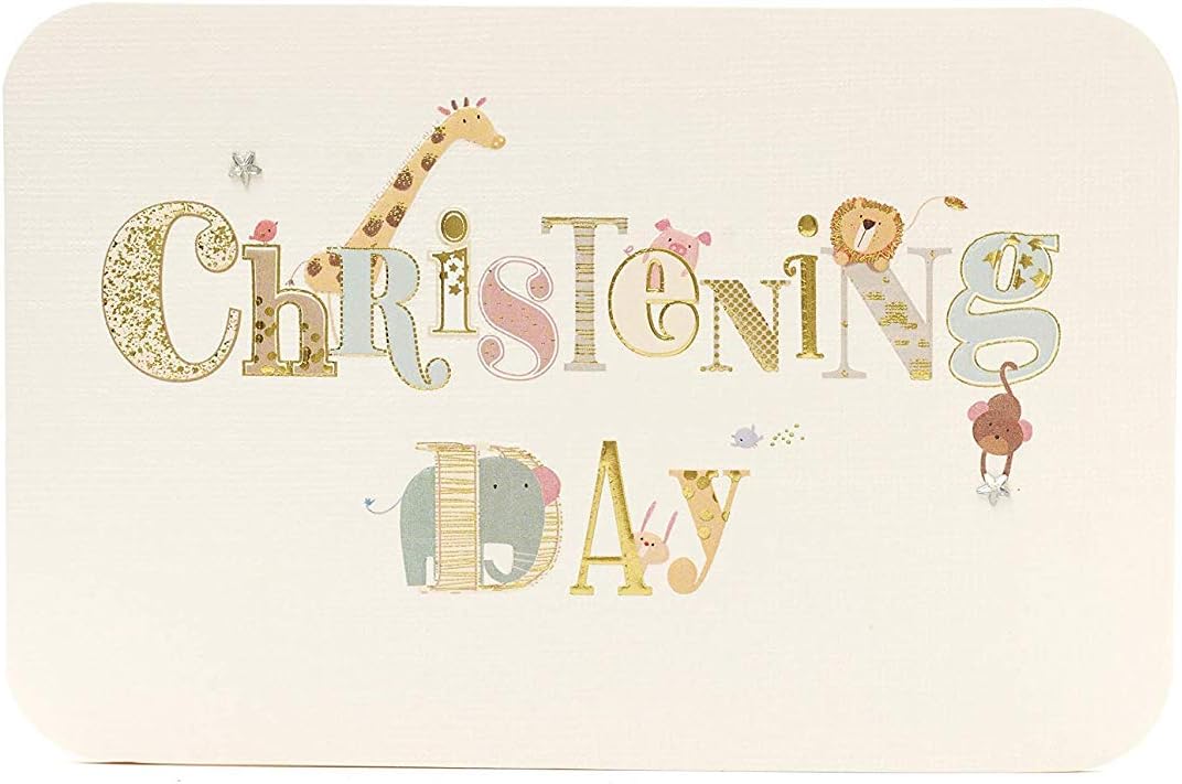 Cute Animals New Baby Christening Card