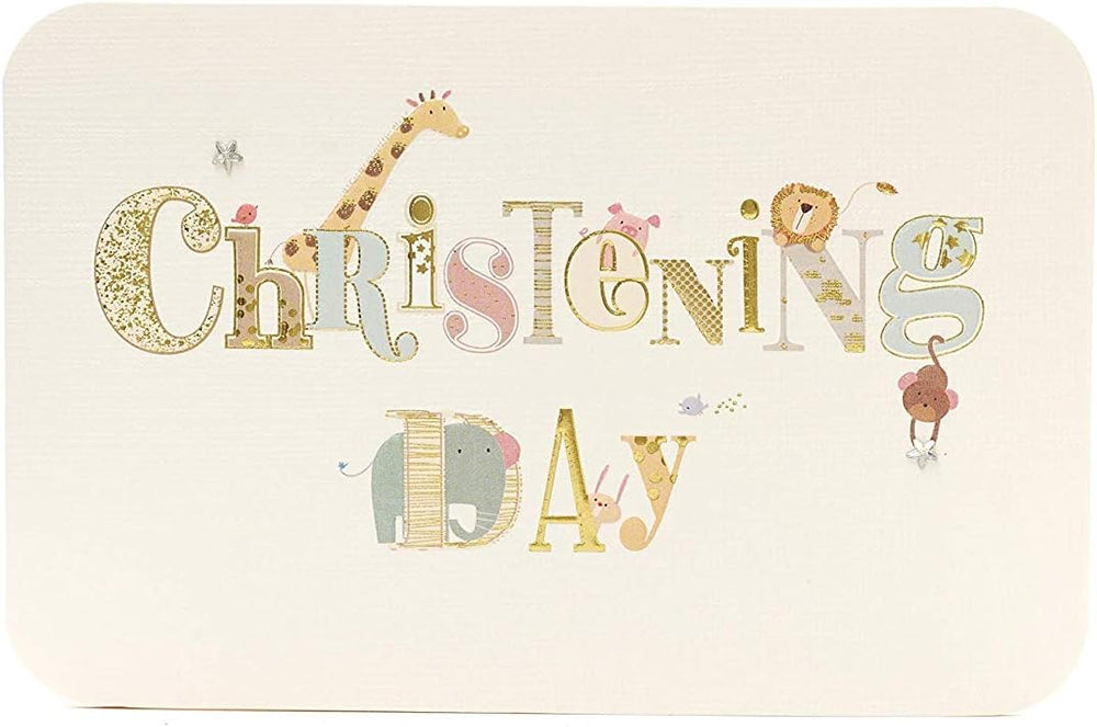 Cute Animals New Baby Christening Card