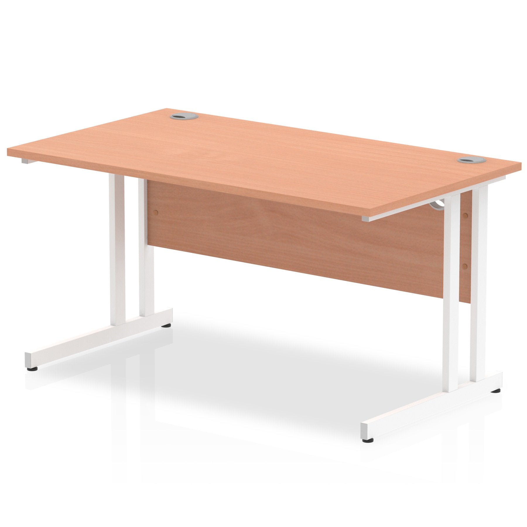 Impulse 1400 x 800mm Straight Desk Beech Top White Cantilever Leg MI001675 DD