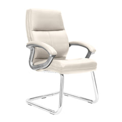 Nautilus Designs Greenwich High Back Leather Effect Executive Visitor Chair With Contoured Design Backrest and Fixed Arms Cream - BCP/T401/CM DD