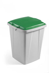 Durable DURABIN Plastic Waste Recycling Bin 90 Litre Grey with Green Lid - VEH2012032 DD