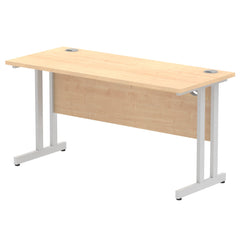 Impulse 1400 x 600mm Straight Desk Maple Top Silver Cantilever Leg MI002423 DD