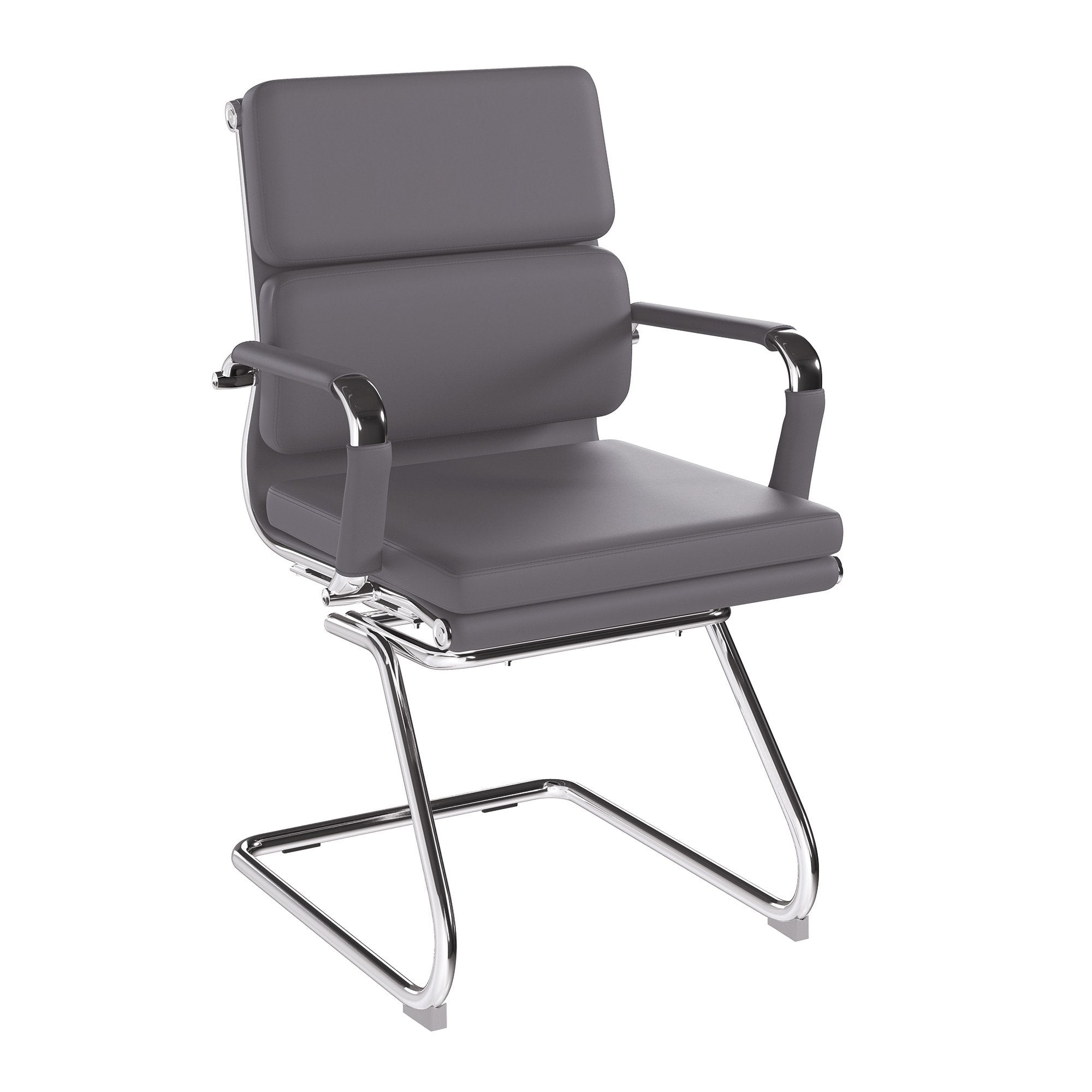 Nautilus Designs Avanti Medium Back Bonded Leather Cantilever Visitor Chair With Individual Back Cushions & Fixed Arms Grey - BCL/5003AV/GY DD