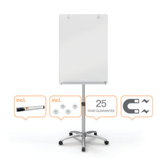 Nobo Glass Mobile Flipchart Easel Magnetic 700x1000mm Silver 1903949 DD