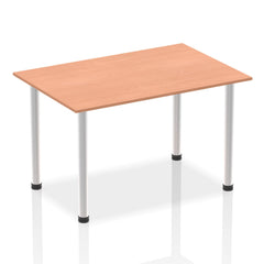 Impulse 1400mm Straight Table Beech Top Brushed Aluminium Post Leg I003636 DD