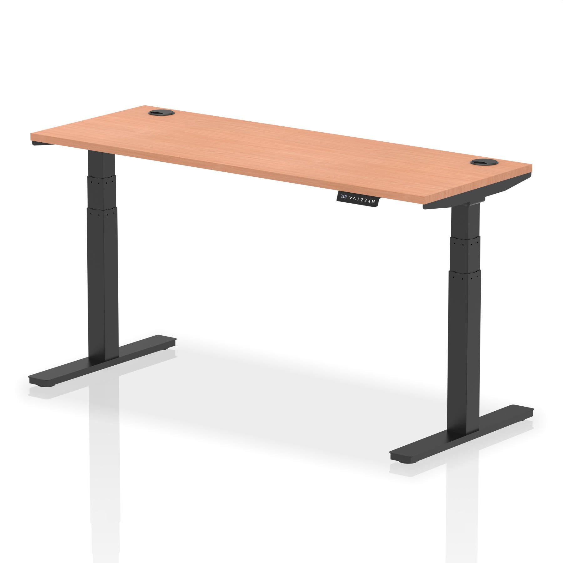 Dynamic Air 1600 x 600mm Height Adjustable Desk Beech Top Cable Ports Black Leg HA01227 DD