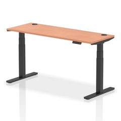 Dynamic Air 1600 x 600mm Height Adjustable Desk Beech Top Cable Ports Black Leg HA01227 DD