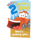 Smilling Digger Boy 2nd Birthday Card