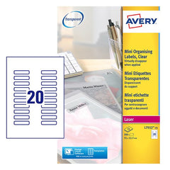 Avery Laser Mini Label 55x122mm 25 Per A4 Sheet Clear (Pack 500 Labels) L7552-25
