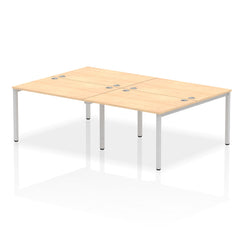 Impulse Back-to-Back 4 Person Bench Desk W1200 x D1600 x H730mm With Cable Ports Maple Finish Silver Frame - IB00138 DD