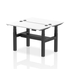 Dynamic Air Back-to-Back W1200 x D600mm Height Adjustable Sit Stand 2 Person Bench Desk With Cable Ports White Finish Black Frame - HA01560 DD