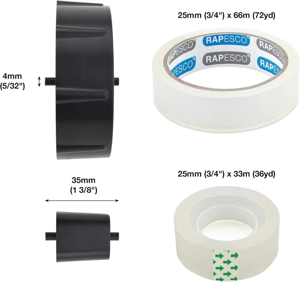 1639 Germ-Savvy Antibacterial, 500 Heavy Duty Tape Dispenser with 4 Rolls of Tape, Black
