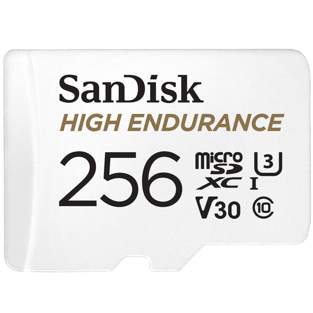 SanDisk High Endurance 256GB UHS-I Class 10 MicroSDHC Memory Card and Adapter