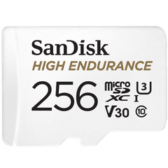 SanDisk High Endurance 256GB UHS-I Class 10 MicroSDHC Memory Card and Adapter
