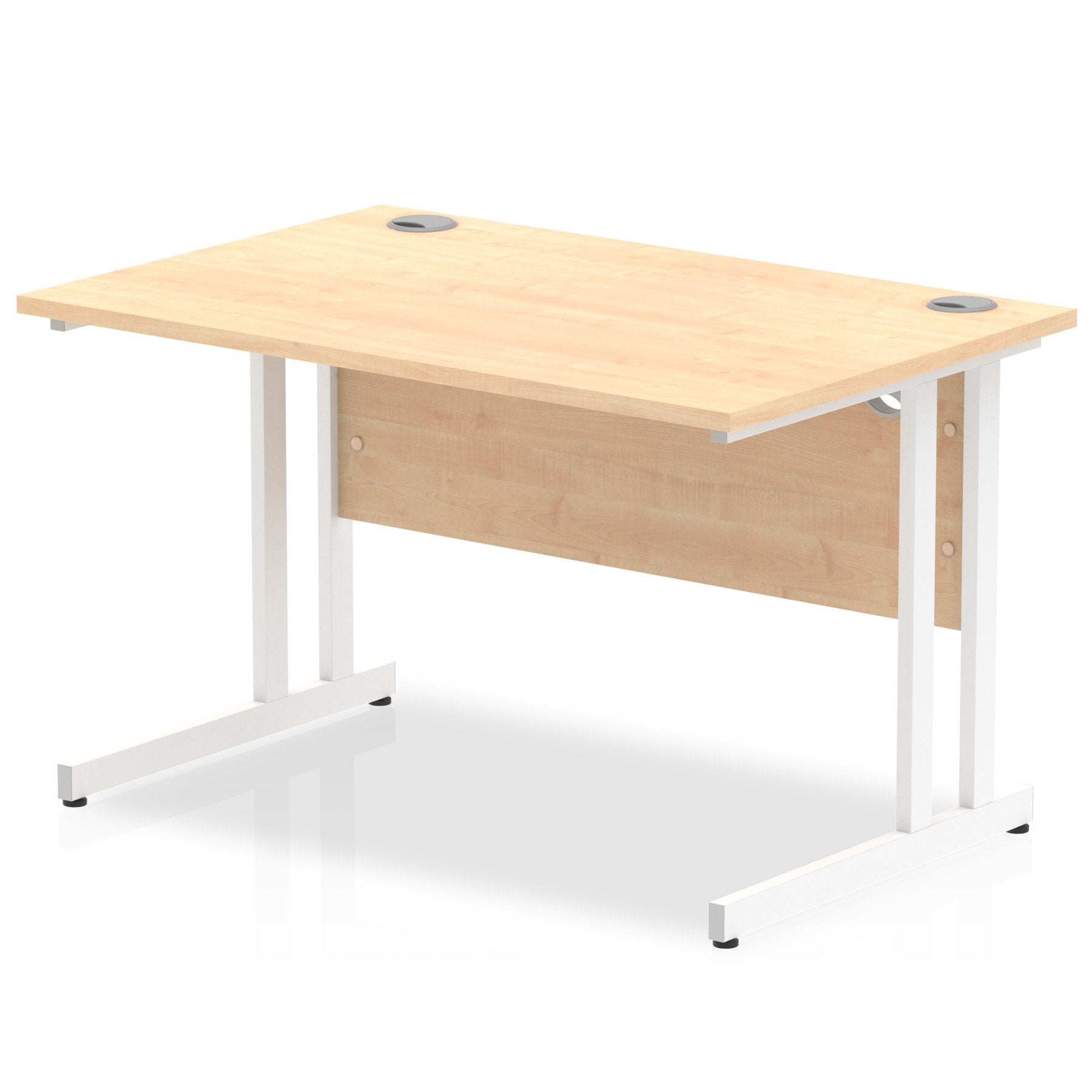Impulse 1200 x 800mm Straight Desk Maple Top White Cantilever Leg MI002417 DD