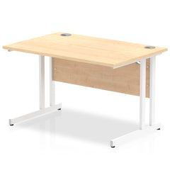 Impulse 1200 x 800mm Straight Desk Maple Top White Cantilever Leg MI002417 DD