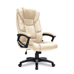 Nautilus Designs Titan Oversized High Back Leather Effect Executive Office Chair With Integral Headrest and Fixed Arms Cream - BCP/G344/CM DD