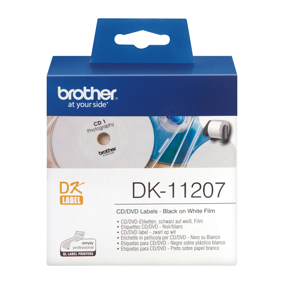 Brother Black On White CD/DVD Labels 58mm x 58mm 100 Labels - DK11207
