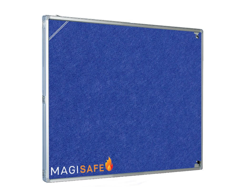 Magiboards Fire Retardant Blue Felt Lockable Noticeboard Display Case Portrait 600x900mm - GX1A02PFRBLU DD