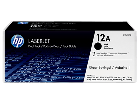 HP 12A Black Standard Capacity Toner Twinpack 2 x 2K pages (Pack 2) for HP LaserJet 1012/1018/1020/1022/3015/3020/3030/3050/3052/3055/M1120 - Q2612AD