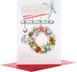 Mum and Dad Christmas Greeting Card with Heartfelt Festive Wishes and Warm Seasonal Design